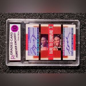 Kobe Bryant, Michael Jordn Dual Autograph Basketball Card. Graded 10 Gem Mint